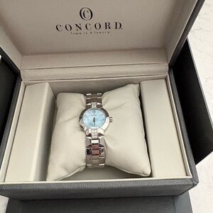 Concord Stainless Steel and Blue mother of pearl LaScala Luxury Watch with diam